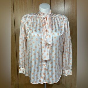 Evan Picone Peach and White Patterned BlouseSZ - 12